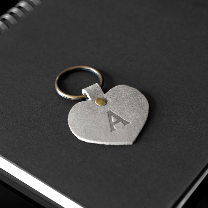 Personalized Leather Heart Keychain