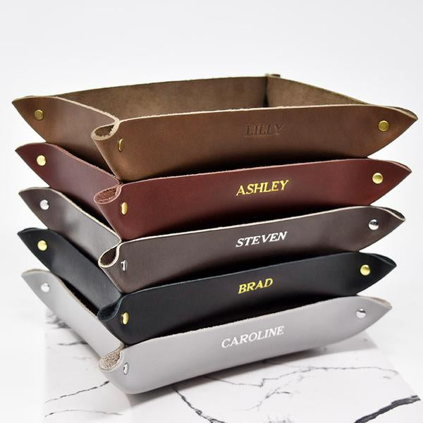Personalized Leather Valet Tray