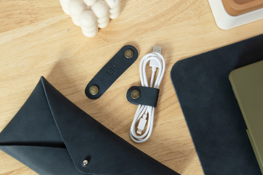 Personalized Leather Cord Keeper - SET OF 3