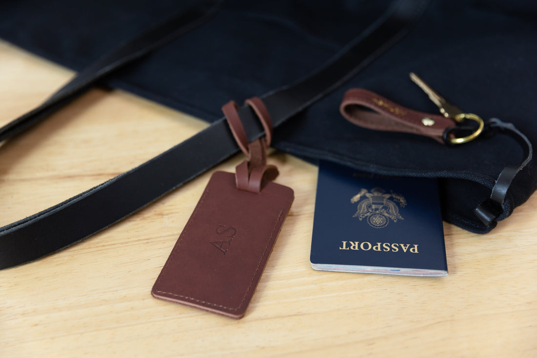 Personalized Sewn Leather Luggage Tag