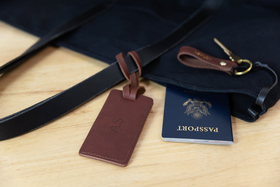 Personalized Sewn Leather Luggage Tag