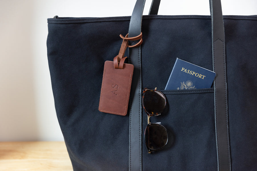 Personalized Sewn Leather Luggage Tag