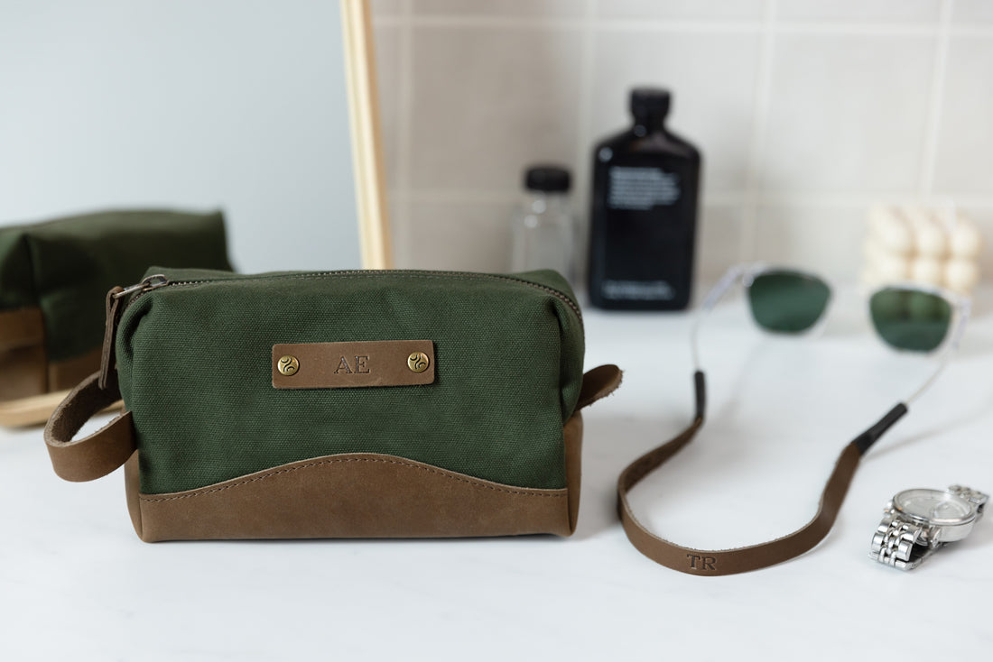 Personalized Canvas and Leather Dopp Kit