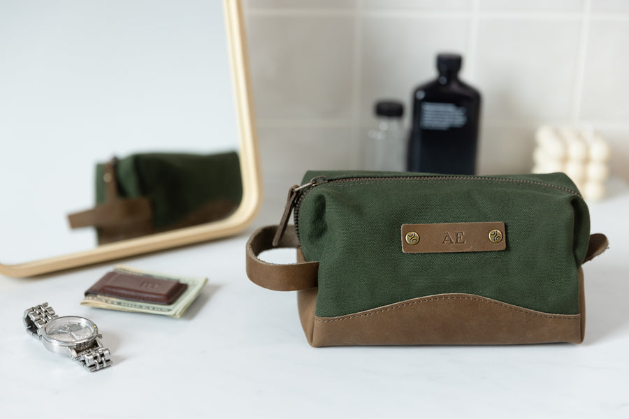Personalized Canvas and Leather Dopp Kit