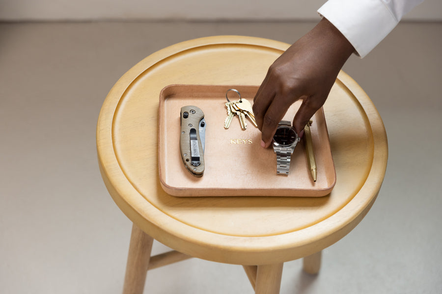 Molded Leather Valet Tray