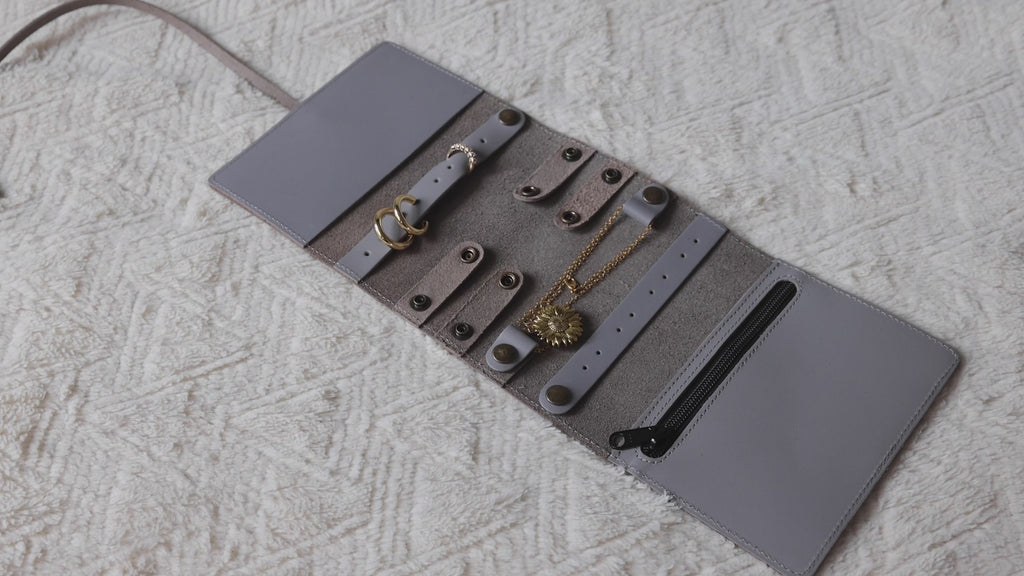 Custom Leather Jewelry Organizer in Gray Video