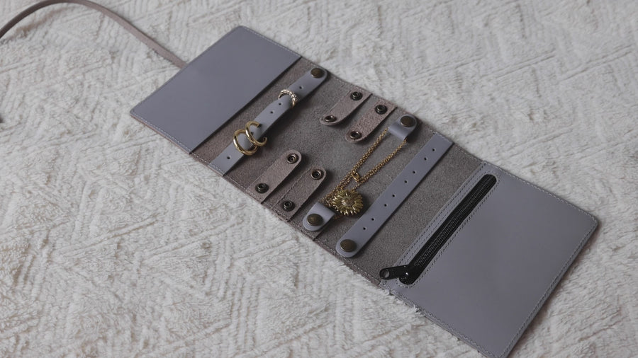 Custom Leather Jewelry Organizer in Gray Video
