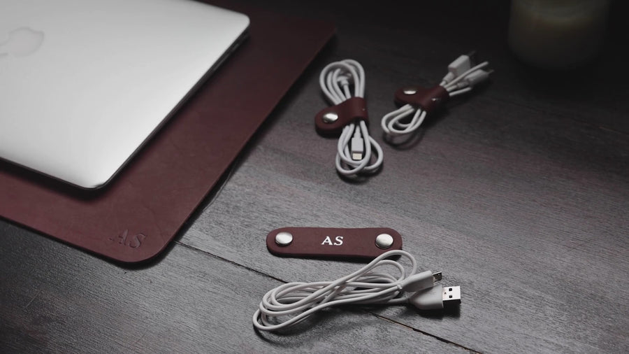 Personalized Leather Cord Keeper - SET OF 3