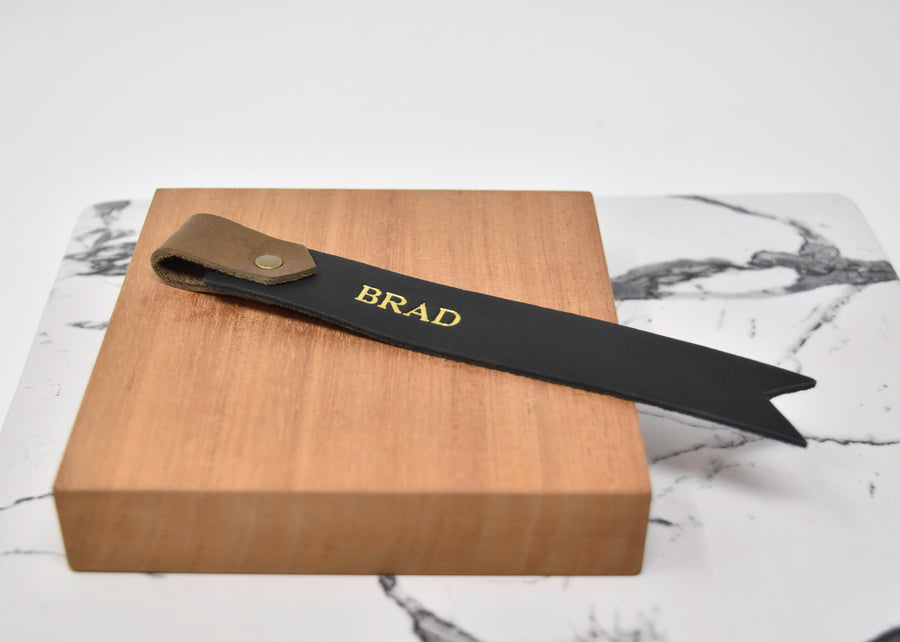 Two-Tone Personalized Leather Bookmark