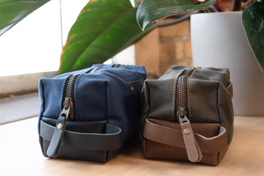 Personalized Canvas and Leather Dopp Kit