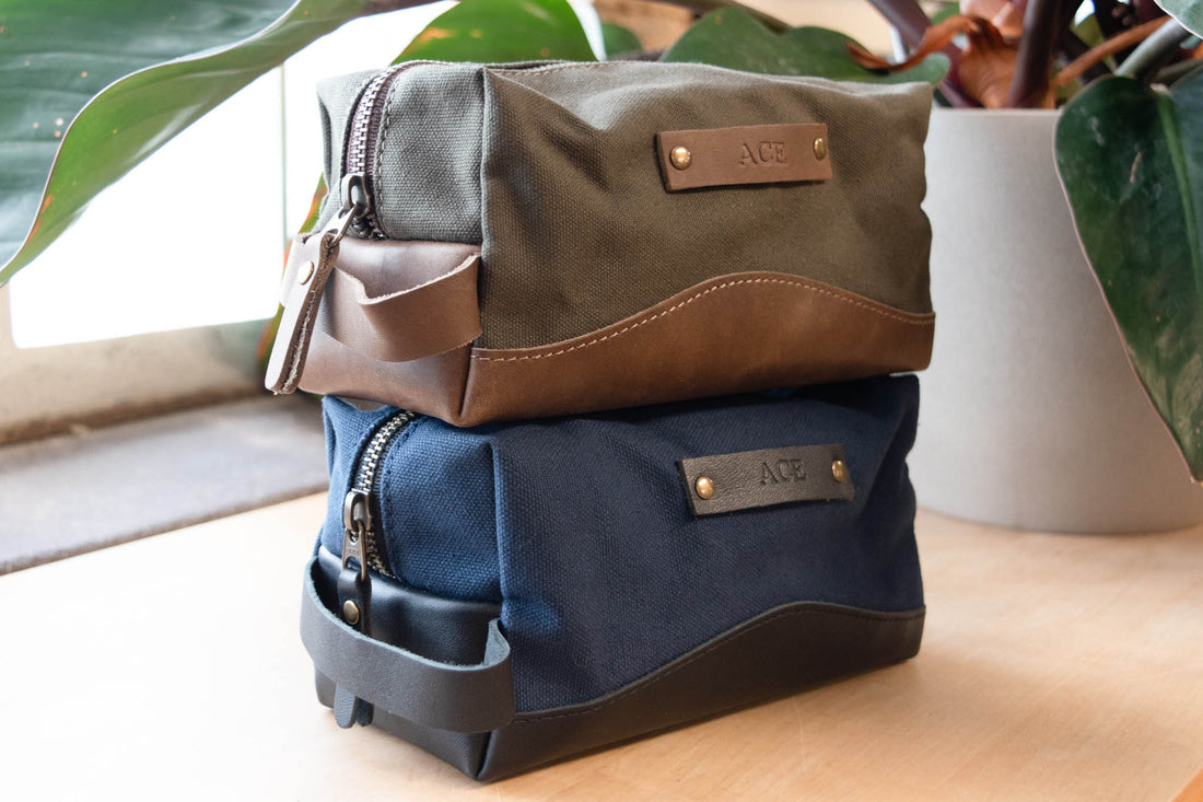 Personalized Canvas and Leather Dopp Kit