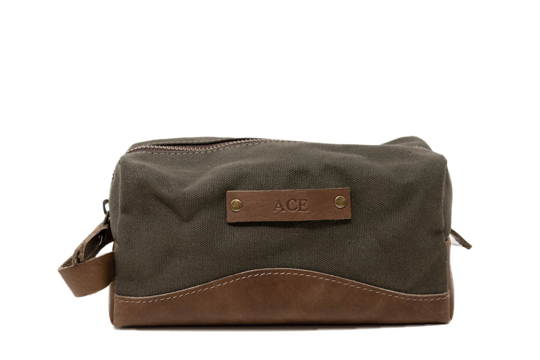 Personalized Canvas and Leather Dopp Kit