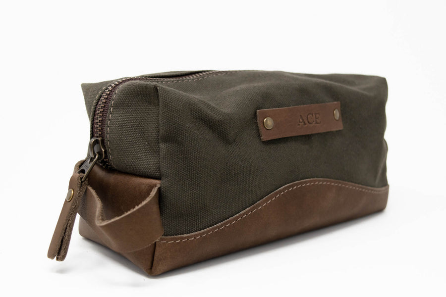 Personalized Canvas and Leather Dopp Kit