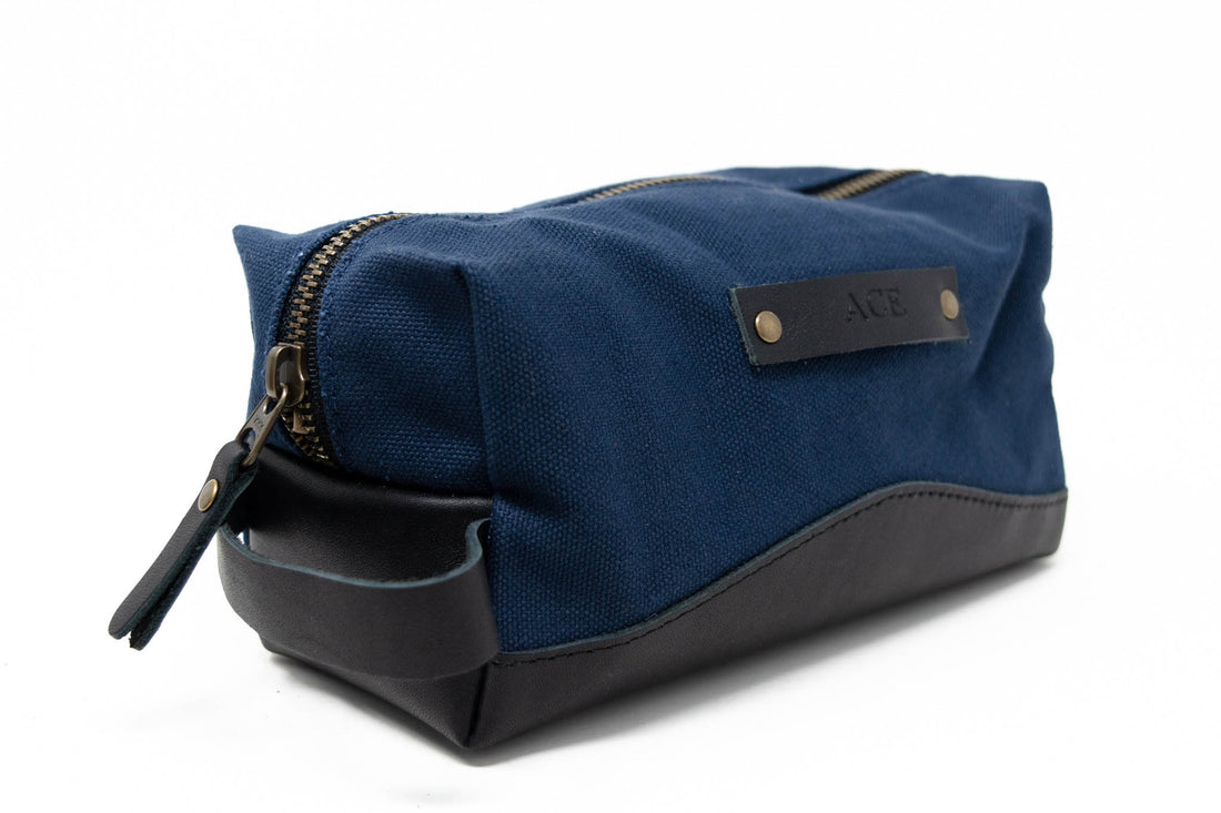 Personalized Canvas and Leather Dopp Kit