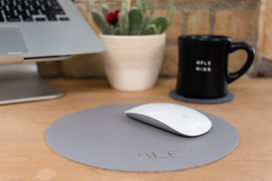 Personalized Round Leather Mouse Pad