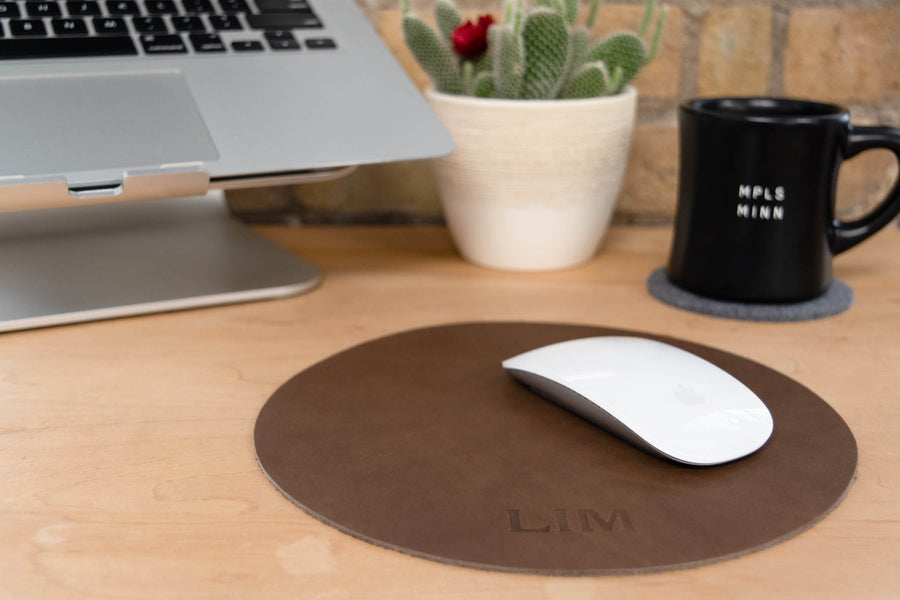 Personalized Round Leather Mouse Pad