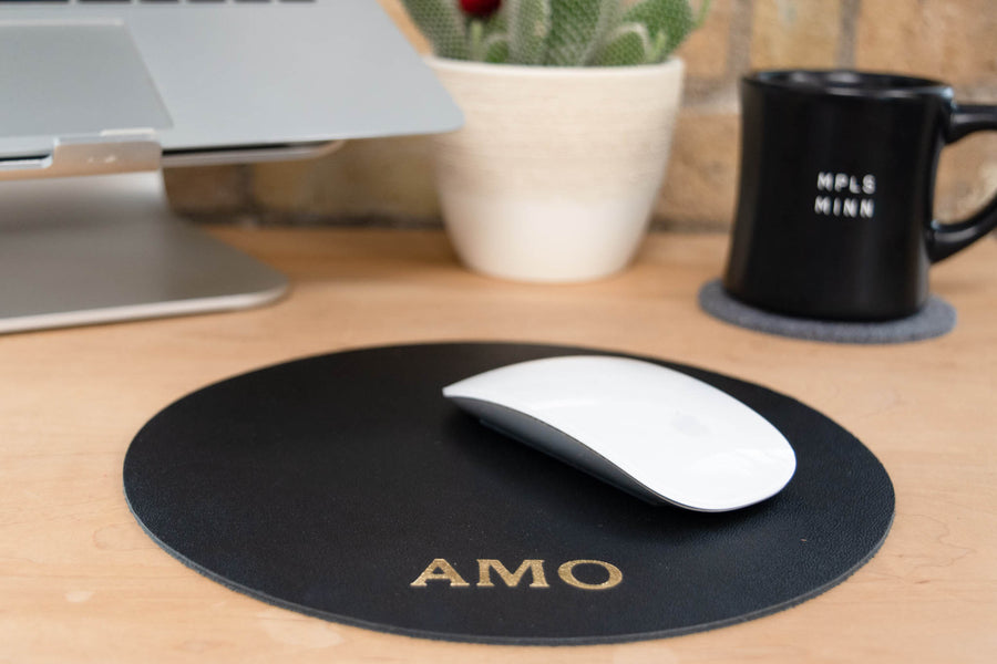 Personalized Round Leather Mouse Pad