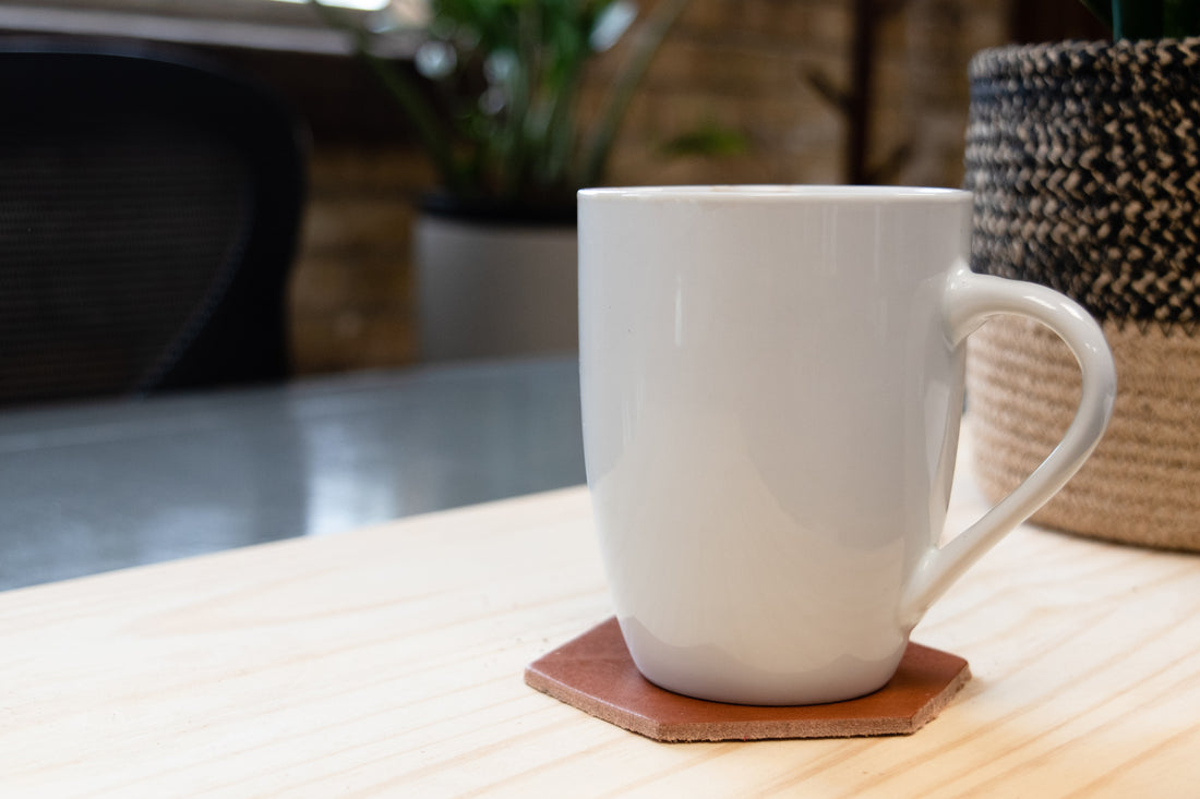Personalized Leather Hexagon Coasters - Set of 4
