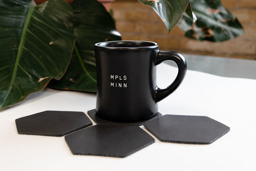 Personalized Leather Hexagon Coasters - Set of 4