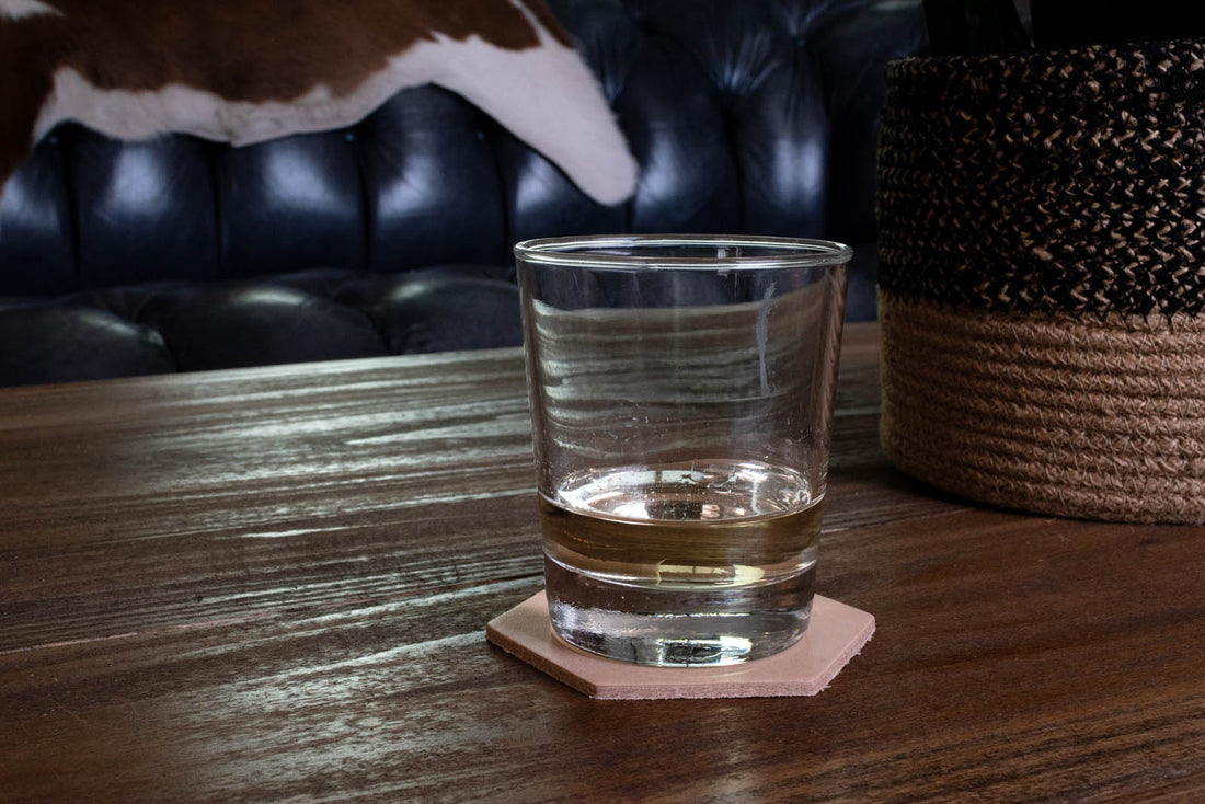 Personalized Leather Hexagon Coasters - Set of 4