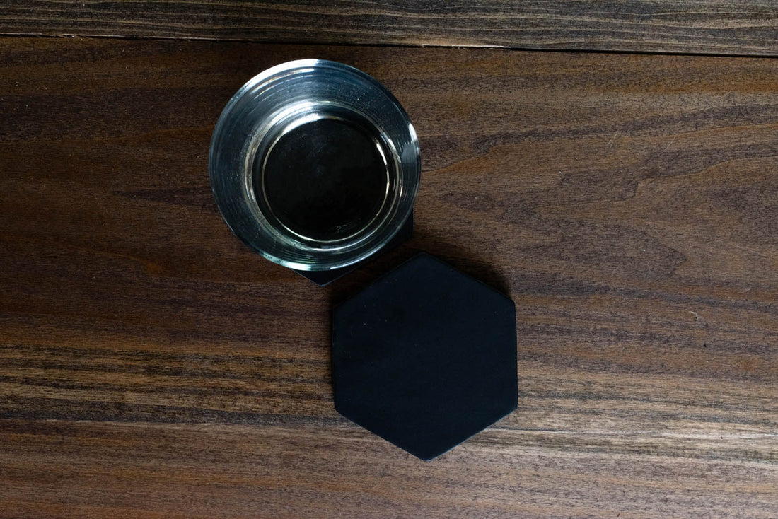 Personalized Leather Hexagon Coasters - Set of 4