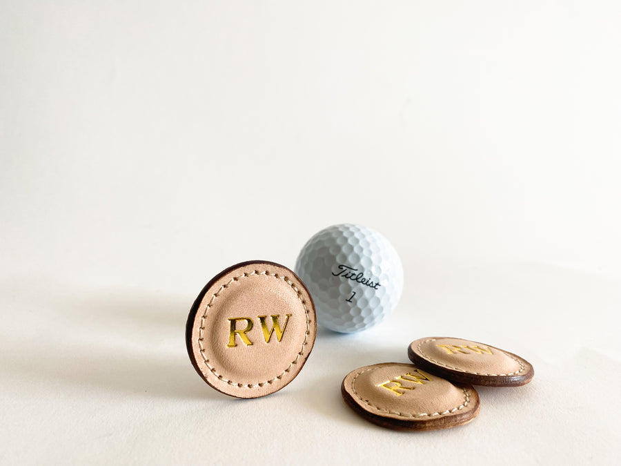 Custom golf ball markers Personalized leather golf markers  Natural Custom golf ball markers  custom engraved initials golf ball markers