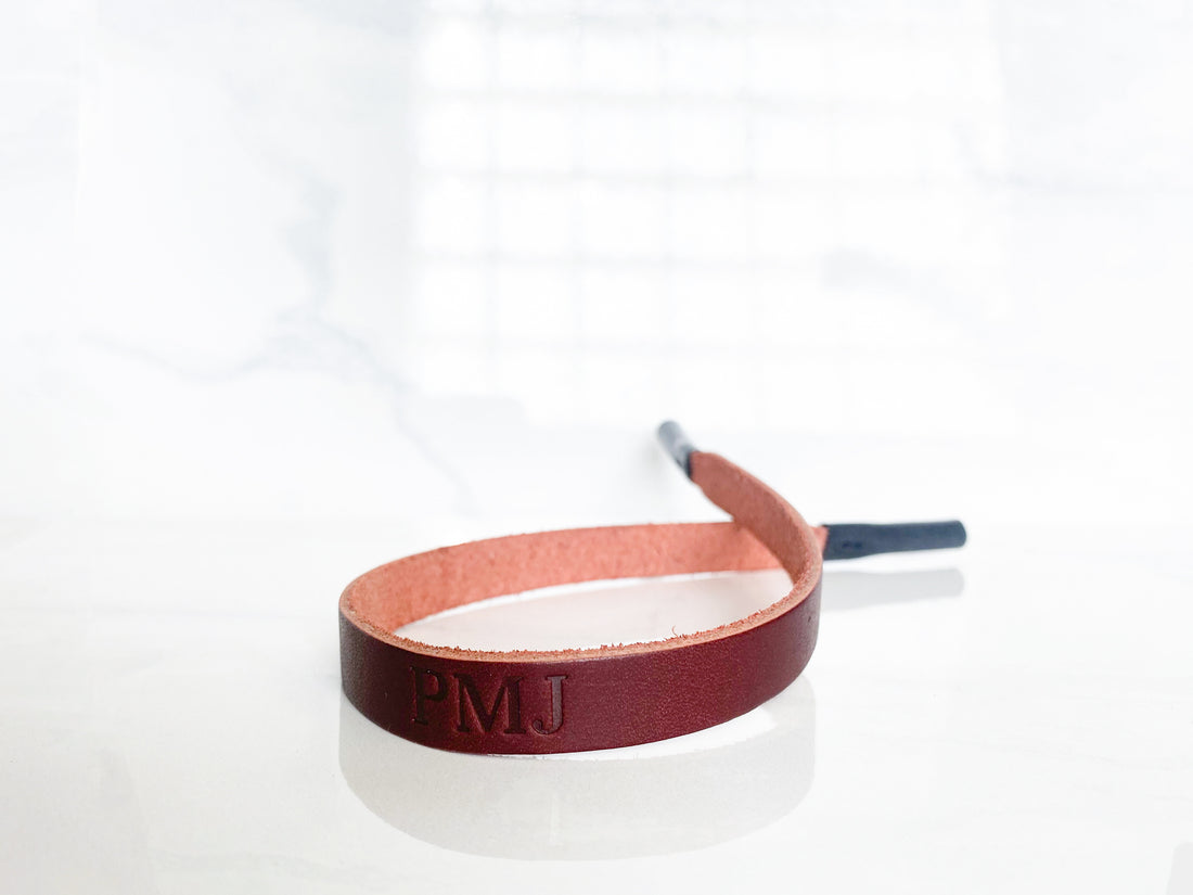 Monogrammed Leather Sunglass Strap
