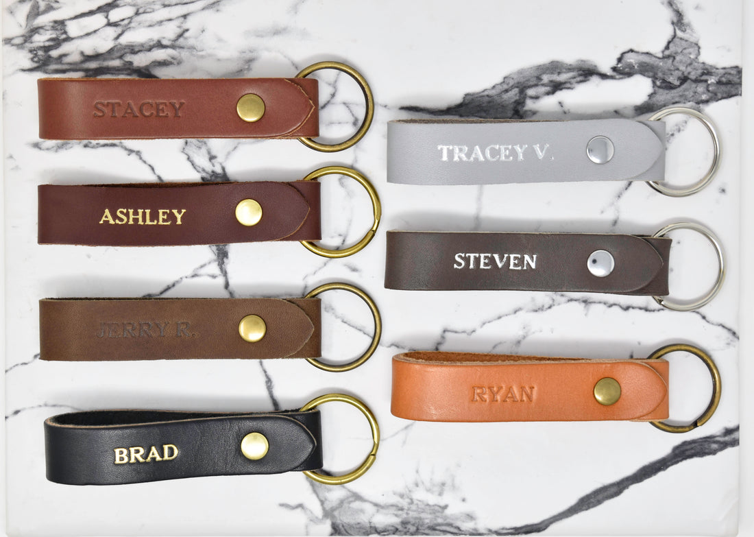 Double Sided Personalized Leather Keychain