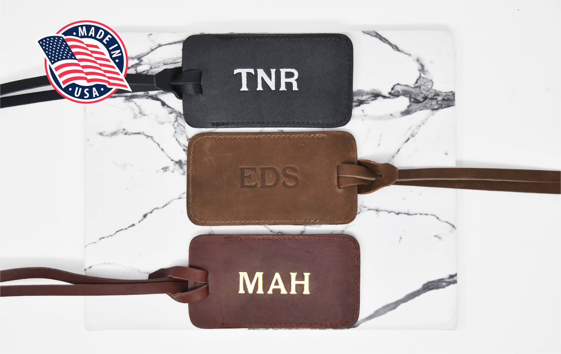 Personalized Sewn Leather Luggage Tag