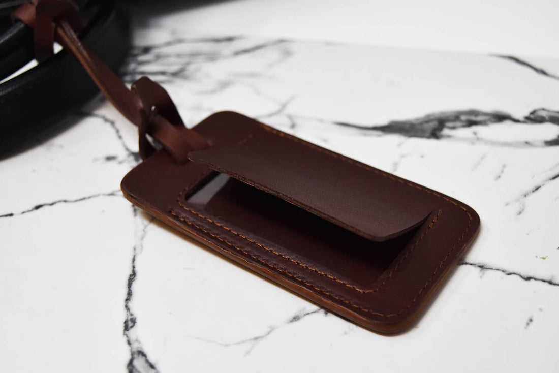 Personalized Sewn Leather Luggage Tag