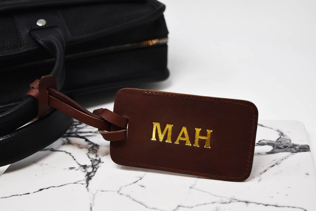 Personalized Sewn Leather Luggage Tag