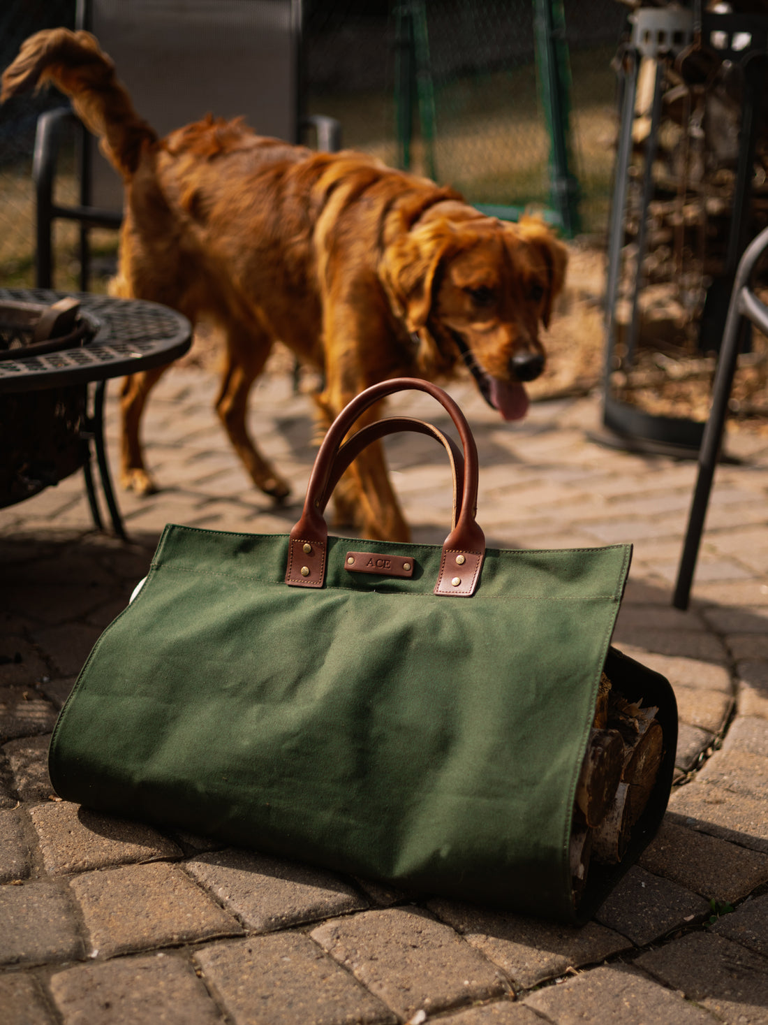 Personalized Canvas Log Carrier