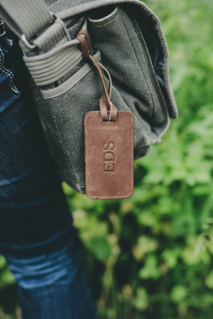 Personalized Sewn Leather Luggage Tag