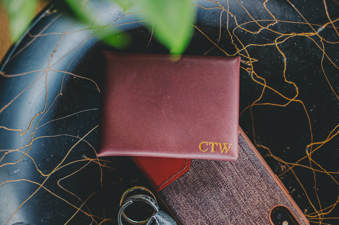 Personalized Leather Snap Card Wallet