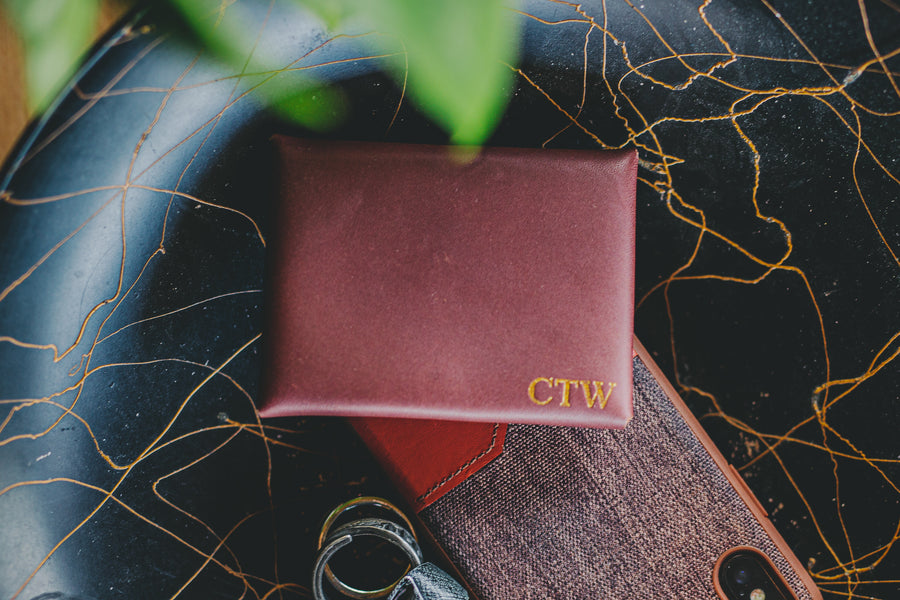 Personalized Leather Snap Card Wallet