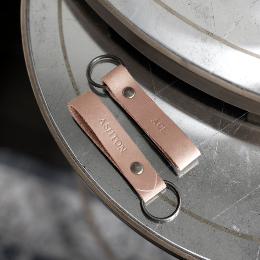 Double Sided Personalized Leather Keychain