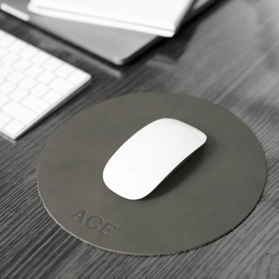 Personalized Round Leather Mouse Pad