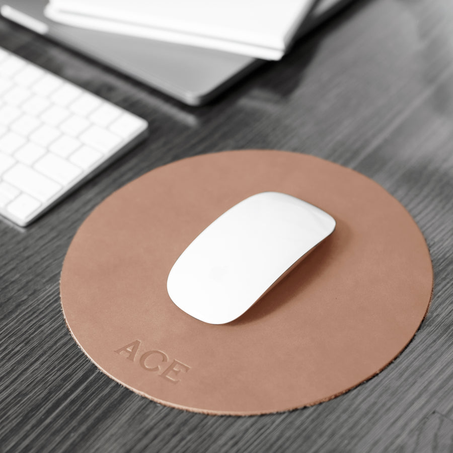 Personalized Round Leather Mouse Pad