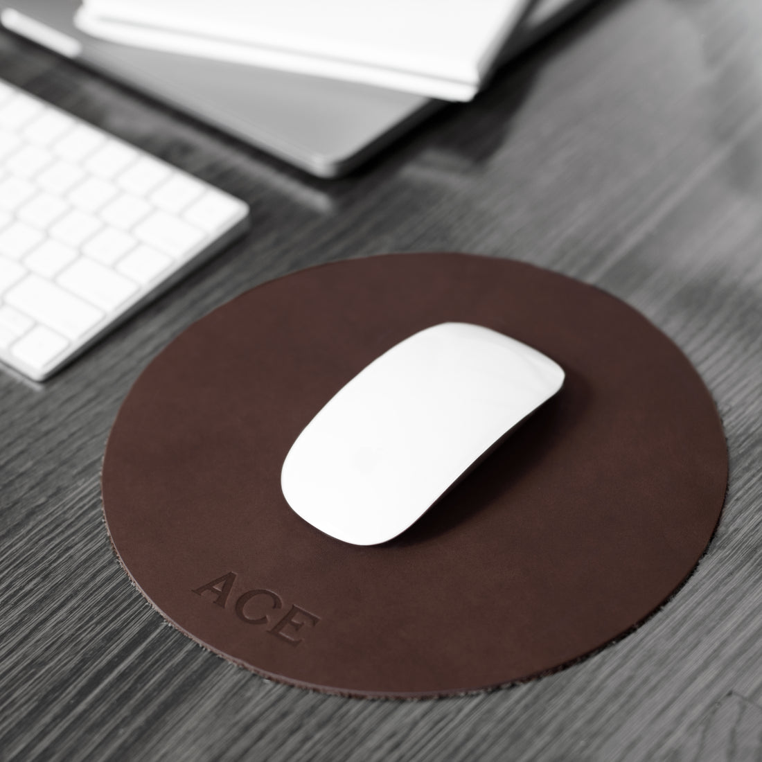 Personalized Round Leather Mouse Pad