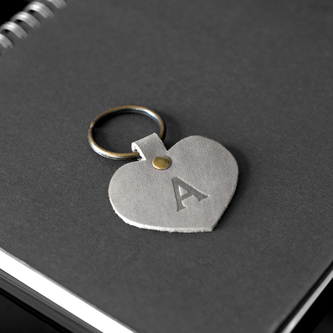 Personalized Leather Heart Keychain
