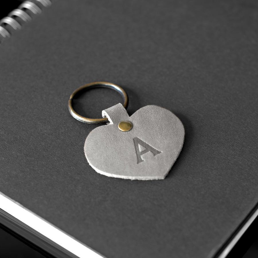 Personalized Leather Heart Keychain