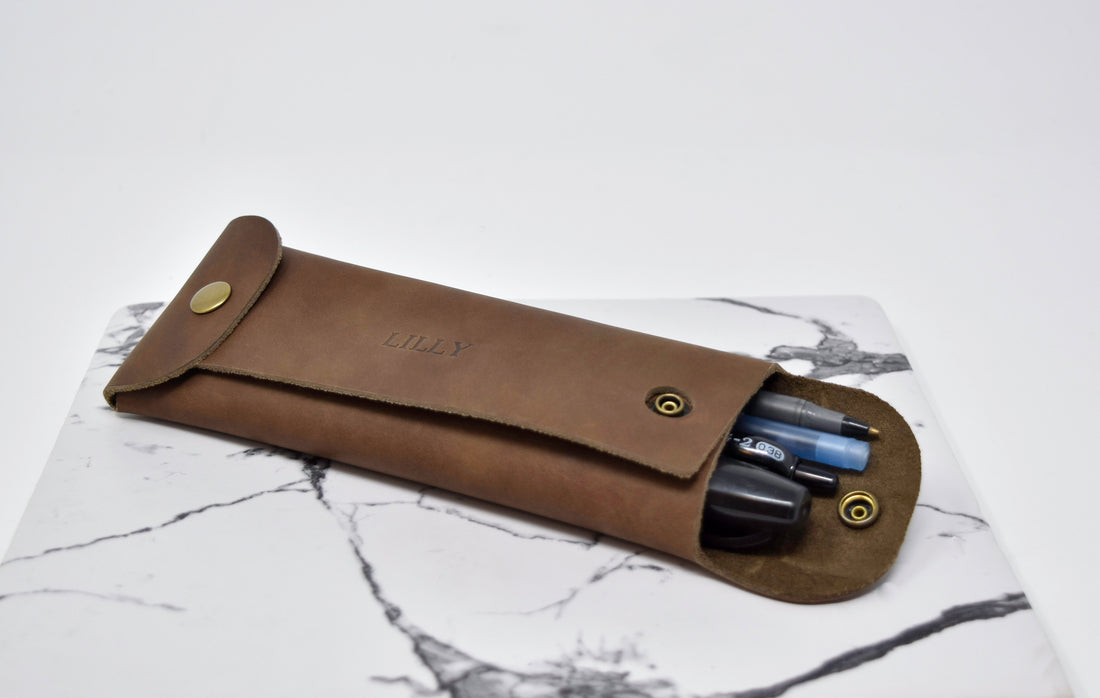 Personalized Leather Pencil Case