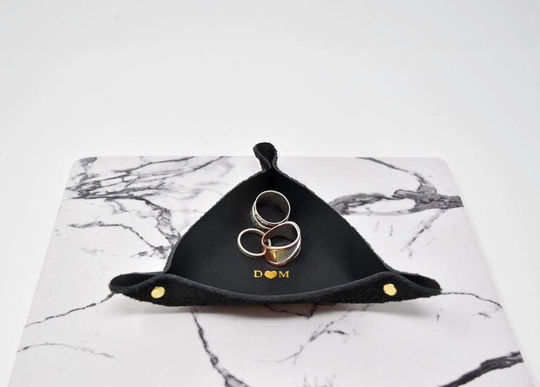 Personalized Leather Ring Tray