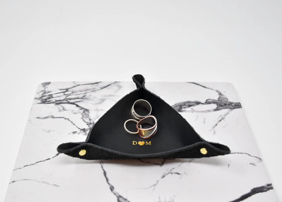 Personalized Leather Ring Tray