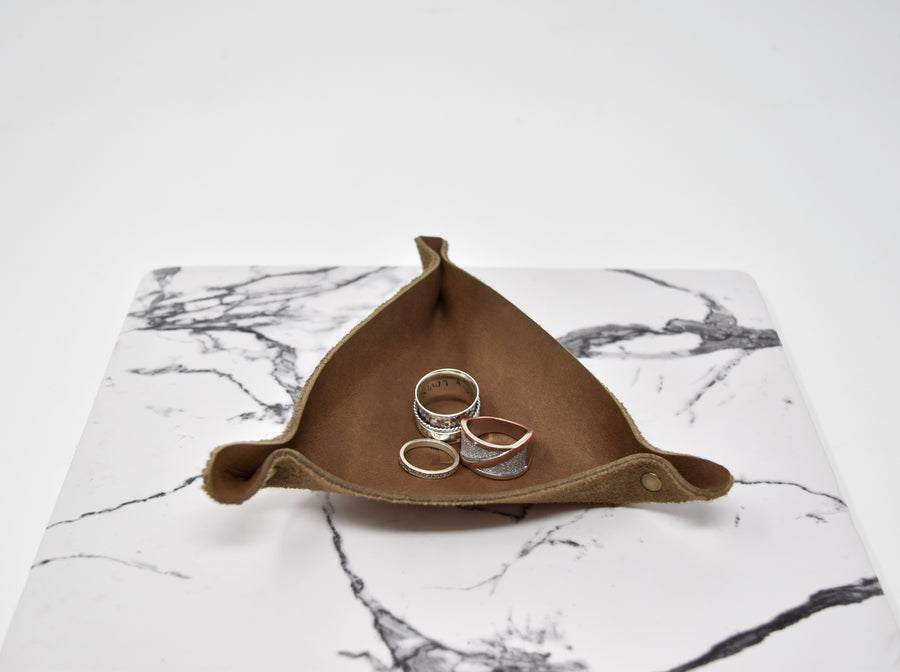 Personalized Leather Ring Tray