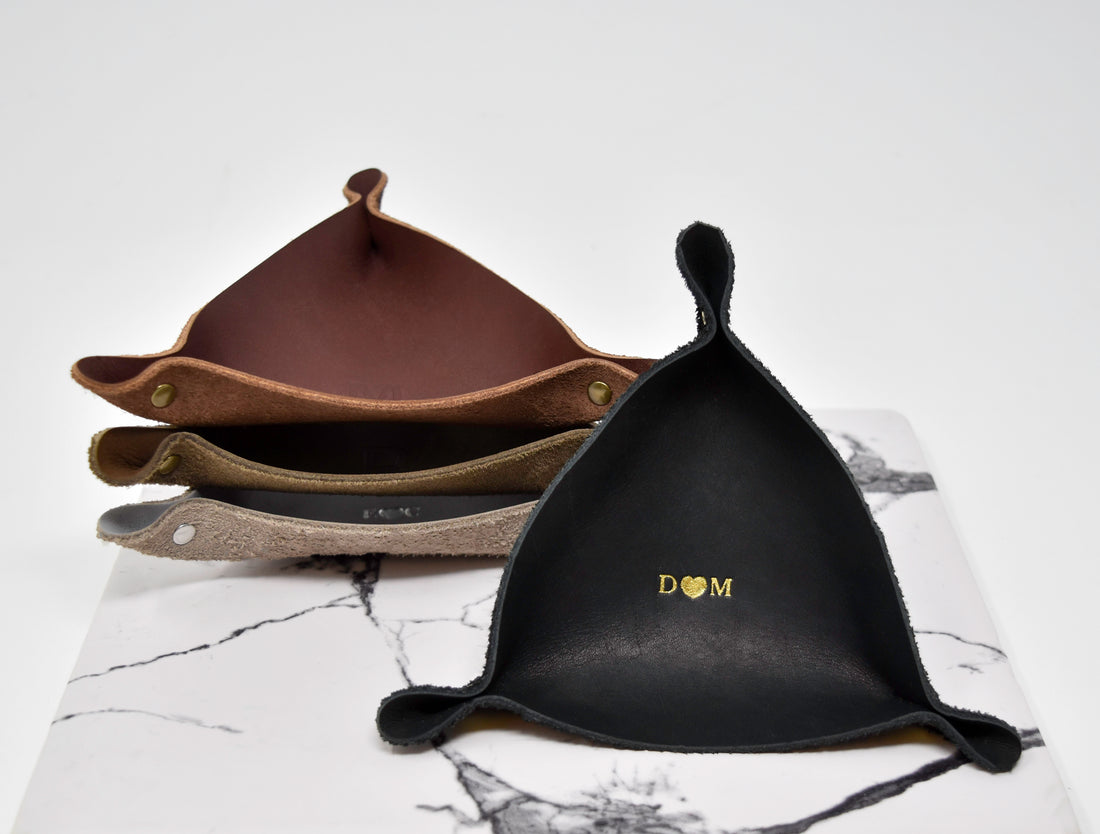 Personalized Leather Ring Tray