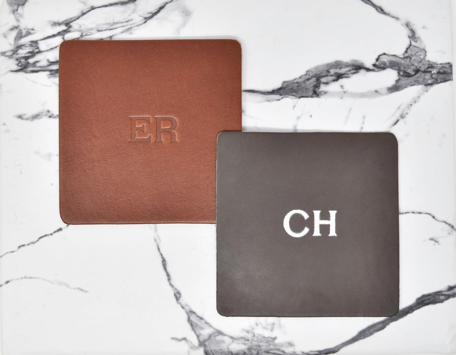 Personalized Leather Square Coasters - Set of 4
