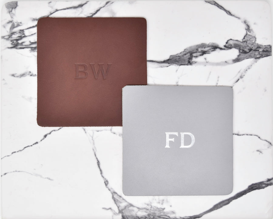 Personalized Leather Square Coasters - Set of 4