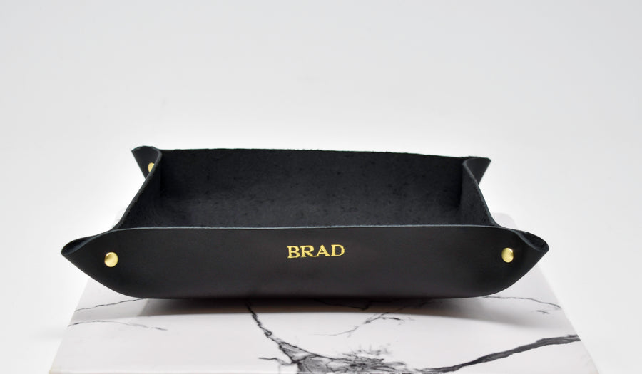 Personalized Leather Rivet Valet Tray