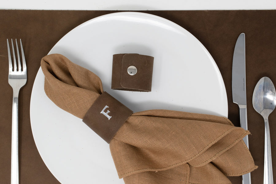 Personalized Leather Napkin Ring. Leather Napkin Holder. Leather Ring. Table Decor. Leather Decor. Set of 2. Snap Napkin Ring. Made in USA.